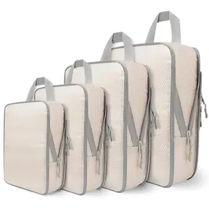 4 Set Compression Packing Cubes for Travel, Suitcase Organizer Bags Set for Luggage, Road Trip Travel Accessories in 4 Sizes (, Large, Medium, Small),