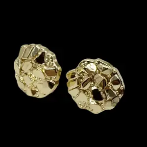 14k 12mm GOLD PLATED NUGGET EARRINGS
