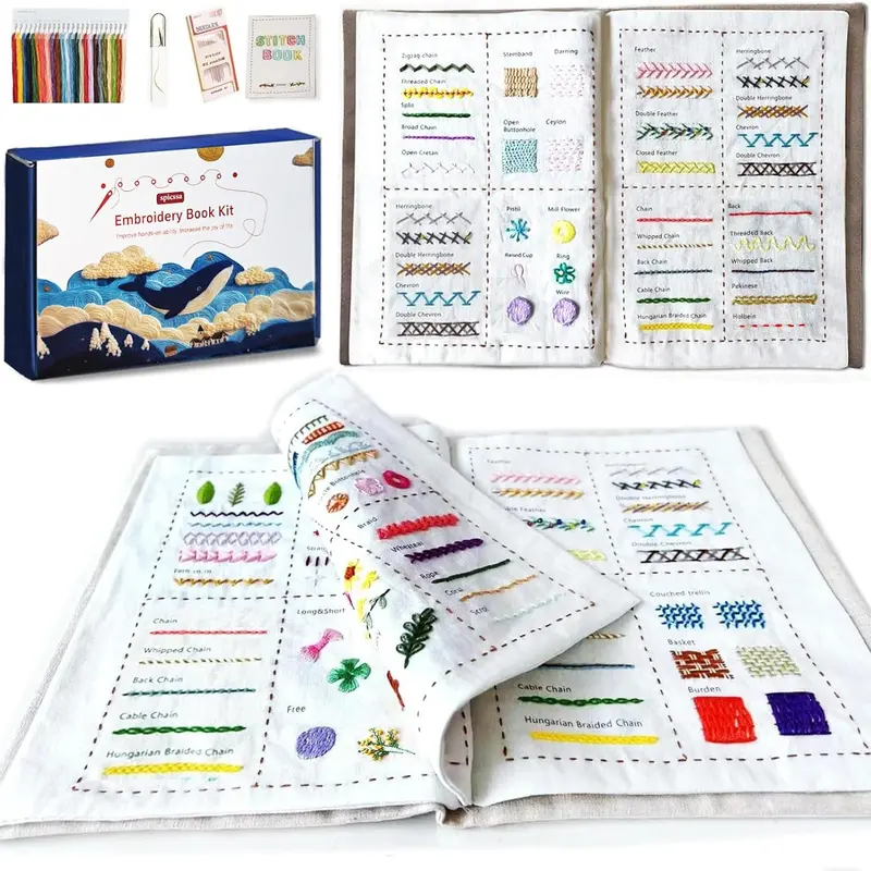 KYLVO Beginner-Friendly All-In-1 Embroidery Kit - Complete Hand Craft Set for Adults, Includes Linen Fabric, Hoop, Embroidery Thread, Needle Threader, Video Guides, Flip-Through Keepsake, Builds Basic Stitch Skills, A Meaningful Handmade Gift