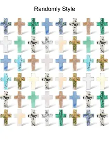 Natural Crystal Cross Pendant Stones, 20 Pieces 1 Inch Palm Pocket Charm Crystals for Jewelry Making DIY Accessories Gift Ideas