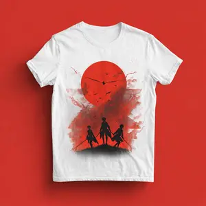 Attack on Titan Silhouette T-Shirt Red Moon Anime Graphic Tee Shingeki no Kyojin Scout Regiment Top Unisex Epic Design Cloud Soft Fabric Durable Quality Anime Fan Gift
