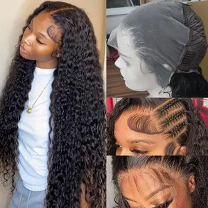 Lemoda Deep Wave 13x6 Full Lace Frontal Wig Human Hair 200% Density Lace Pre Plucked HD Transparent Lace Wig Human Hair Curly Wig Human Hair