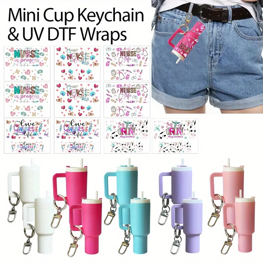 34pcs Mini keychain sticker set with medical theme Decoration Accessories Mini Water Bottle Keychain Lipstick Holders