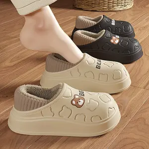White Plush Slippers for Women Winter Outdoor Indoor Home Warm Shoes Closed Heel Maternity Shoes Unisex Soft Warm Plush Slippers - Winter Indoor and Outdoor Home Shoes with Heel Comfortable Homewear for Pregnant Women
