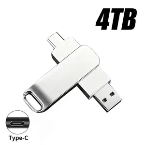 4TB High-Speed 2-in-1 OTG Flash Drive, USB2.0 & Type-C Dual Interface Waterproof Memory Stick with Metal Case