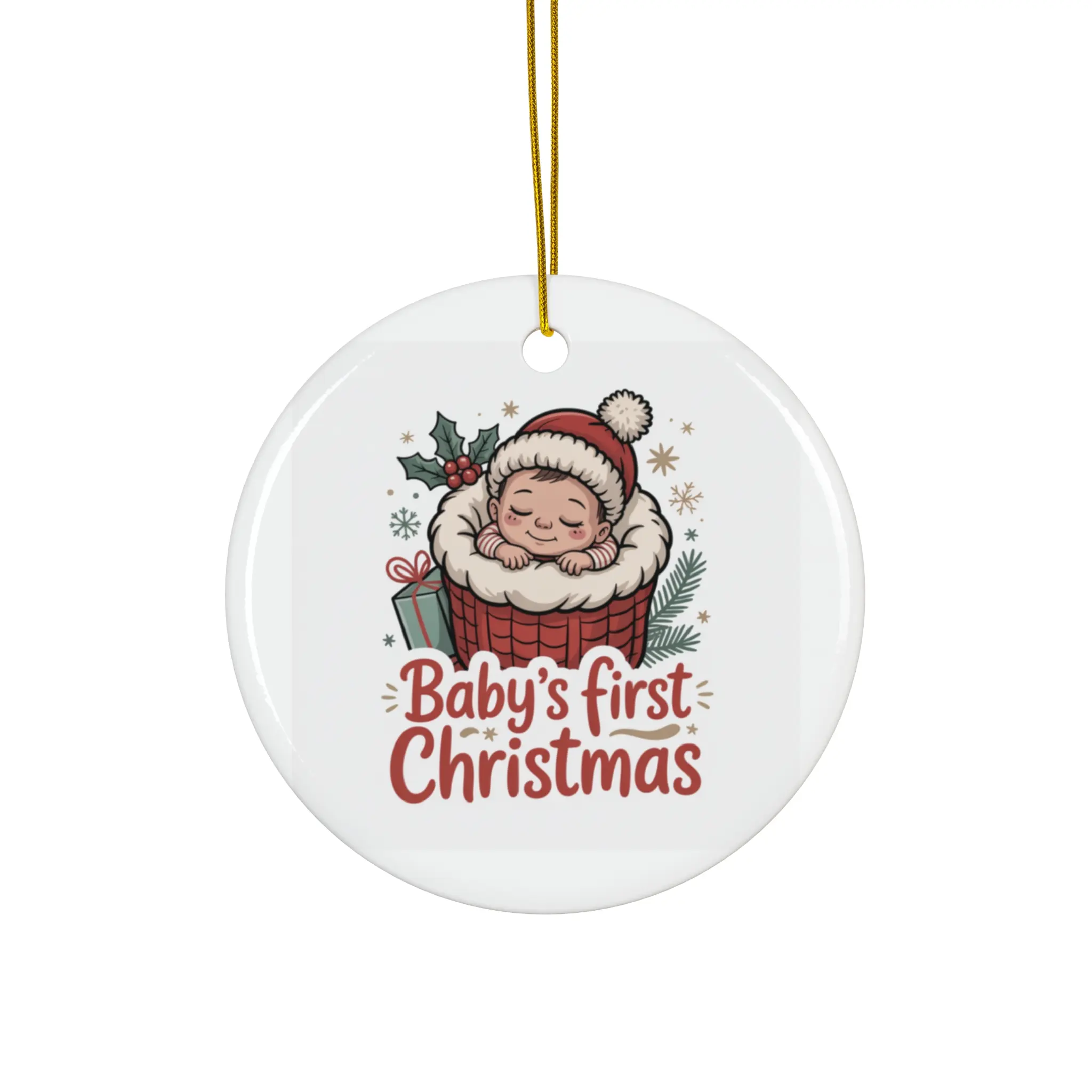 Baby's First Christmas Ornament, Cute Holiday Decor, Newborn Keepsake, 1st Christmas Gift, Family Memories, Festive Decoration