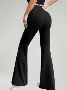 Flare Leg Body Sculpting Shapewear Pants High Waist Tummy Control Daily Outfit Women Stretchy Fabric Bottom