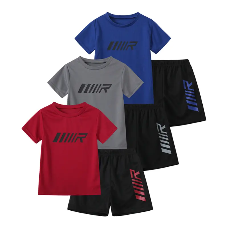 #SummerVibes 6-Piece Set: Boys' Spring/Summer Athletic Round-Neck Breathable T-Shirts and Casual Shorts – Casual Clothing for Boys Ages 3–14: Trendy Summer Bestsellers