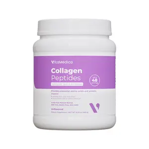 VitaMedica Collagen Peptides Hydrolyzed Type I & III Unflavored Powder for Health and Fitness - 16g Protein, 48 Servings, US Sourced, Gluten-Free, Non-GMO