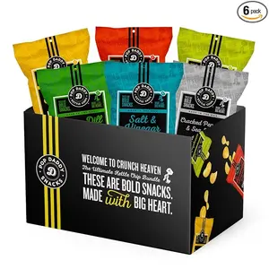 Pop Daddy Kettle Cooked Potato Chips, Kettle Chips Sampler, 5oz Kosher & Gluten Free, 6 Pack, Jalapeno, Salt & Vinegar, Mesquite BBQ, Cracked Pepper, Original, Spicy Dill Pickle Snack Protein Taffy boxes