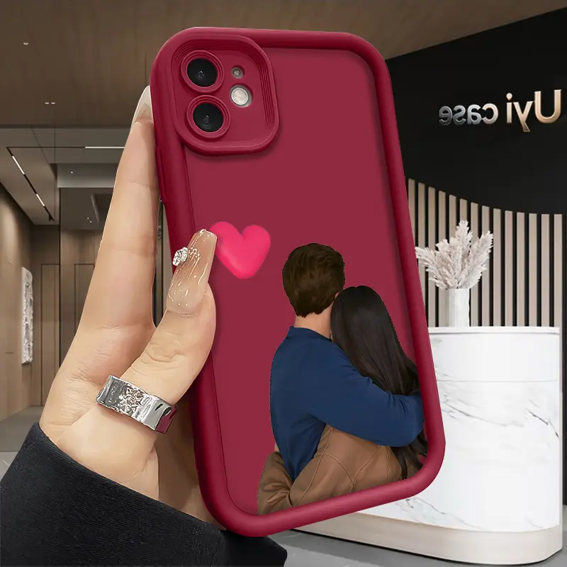 Love Phone Case for iPhone 17 Air 16 Pro Max 15 Plus 14 13 12 11 X XS Shockproof Silicone TPU Bumper Drop Protection Soft Cover Full Body Protection Unique Design Fashion Gift