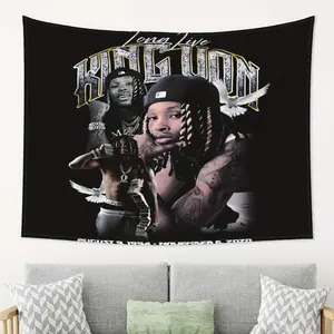 A King Von Crazy Story printed tapestry, wrinkle-resistant, soft and durable, suitable for bedroom, living room or dormitory decoration Gift Wall
