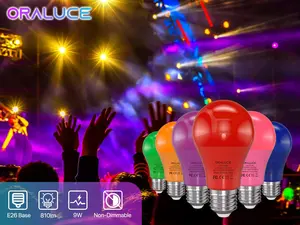 6 Pack Colored LED Light Bulbs Indoor Outdoor, A19 Colored Bulb, Colorful E26 Lamp Bulb 60W Equivalent Non-Dimmable, for Bedroom, Lamps, Patio, Halloween, Christmas, Party, Holiday Decor