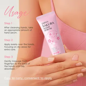 Sakura Hand Serum 50ml - Cherry Blossom Hand Treatment with Hydrating Moisturizing Essence - Quick Absorbing Non-Greasy - Portable Travel Size - Soft Nourished Hands - Hand Lotion
