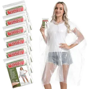 4/6/12 Pack Disposable Rain Ponchos Family Pack for Adults - Emergency Rain Ponchos for Women and Men