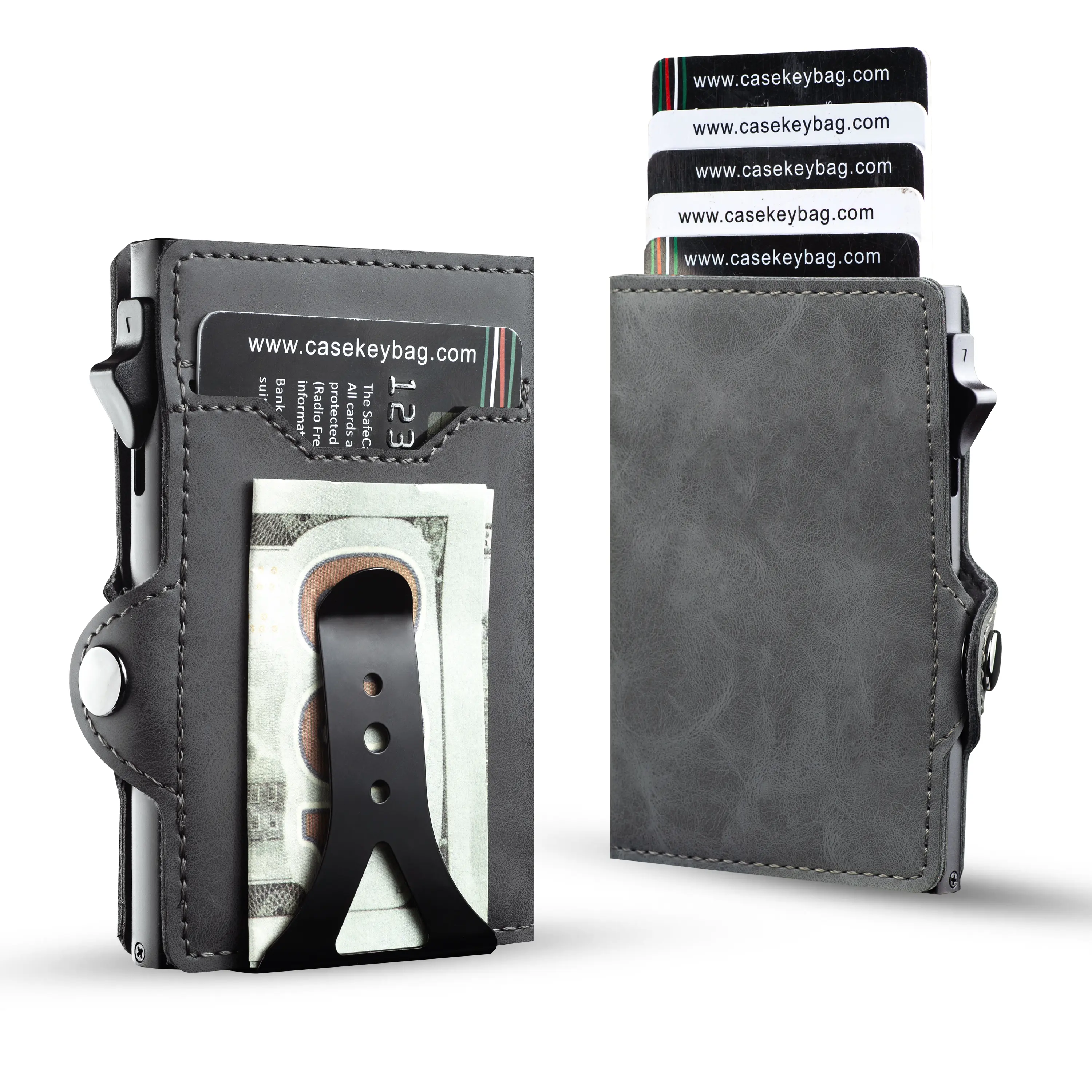 CaseKeyBag Chic Bi-Fold Men's Vegan Wallet - 100% Recycled Leather, Aerospace-Grade Hardware, Fair Trade Stitching, Lifetime Repair Guarantee, 7-10 Card Slots, RFID Blocking, ID Window, Lightweight Bill Holder, Tech-Enhanced Design, Father's Day Gift, Tec