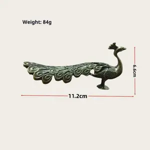 HOT! 1Pcs Animal Brass Ornament Peacock Ornament Home Decor Statue Figure Chinese Handicraft Home Office Decoration