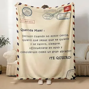 1 Piece Envelope Printed Flannel Blanket for Mom Warm Comfortable Soft Shawl Suitable for Sofa Bed Office Camping Travel Home Decoration Holiday Gift