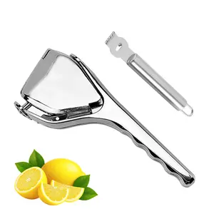 Heavy Duty Lemon Squeezer, Lemon Zester Grater, Stainless Steel Max Extraction Manual Juicer, Easy Squeeze Fold-Flat Lime Citrus Handheld Juice Extractor