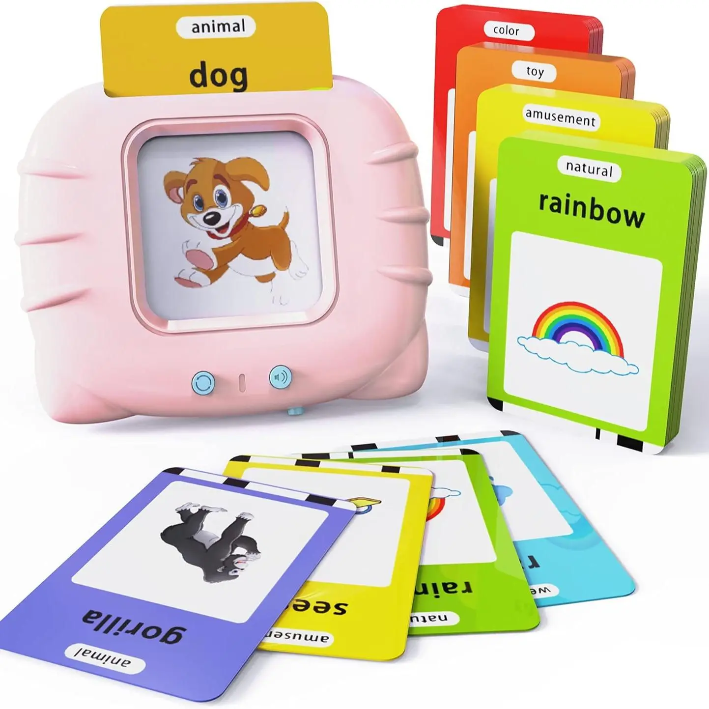 KIDGENIUS Bilingual Interactive Sensory Flash Cards - Spanish Audio Enlightenment Talking Machine with 224 Sight Words, English-Spanish Child Development Toy for Toddlers Ages 3-8 summerwins,summerwins