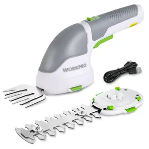 #fathersdaygift WORKPRO Cordless Grass Shear & Shrubbery Trimmer - 2 in 1 3.6V Handheld Hedge Trimmer Electric Grass Trimmer Hedge Shears/Grass Cutter Rechargeable Lithium-Ion Battery and Type-C Cable Included (White)
