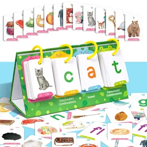CVC Word Flip Charts Double-Sided Desktop Chart Card Set 129 Pcs - Interactive Spelling Game, Word Building Play Toys, Educational Spelling Toy, Literacy Learning Cards, Classroom Educational Toys for Kids Alphabet Pocket Kit