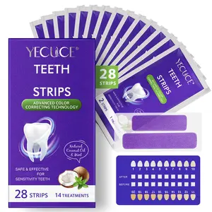 Yecuce Teeth Whitening Strips, Teeth Whitener Strips, Teeth Brightener Strips, Natural Coconut & Peppermint Oil Brightening Strips, Daily Home Oral Care