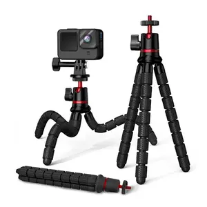 Flexible Mini Tripod Stand for iPhone, Multi-angle Portable Camera Tripod with Hidden Phone Holder Cold Shoe Mount For iPhone 13 12 Pro Max XS Max X 8, Travel Tripod, Phone Selfie Tripod, Video Recording Accessories