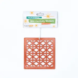 Breeze Block Metal Ornament- Cordova in orange - set of 4