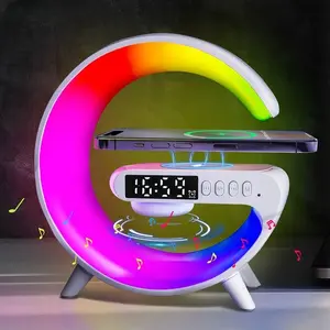 Wireless Speaker with Charger, RGB Light Strip Wireless Speaker with Alarm Clock, Creative Desktop Stereo Speaker for Bedroom, Dormitory, Holiday Gift