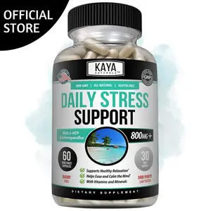 Kaya Naturals - Natural Herbal Stress Support Vitamin Supplement to Relax and Calm The Mind - Boost Mood - Happy Pills - Stress Relief Support - Vitamin Supplement - 60 Capsules Healthcare Dietary