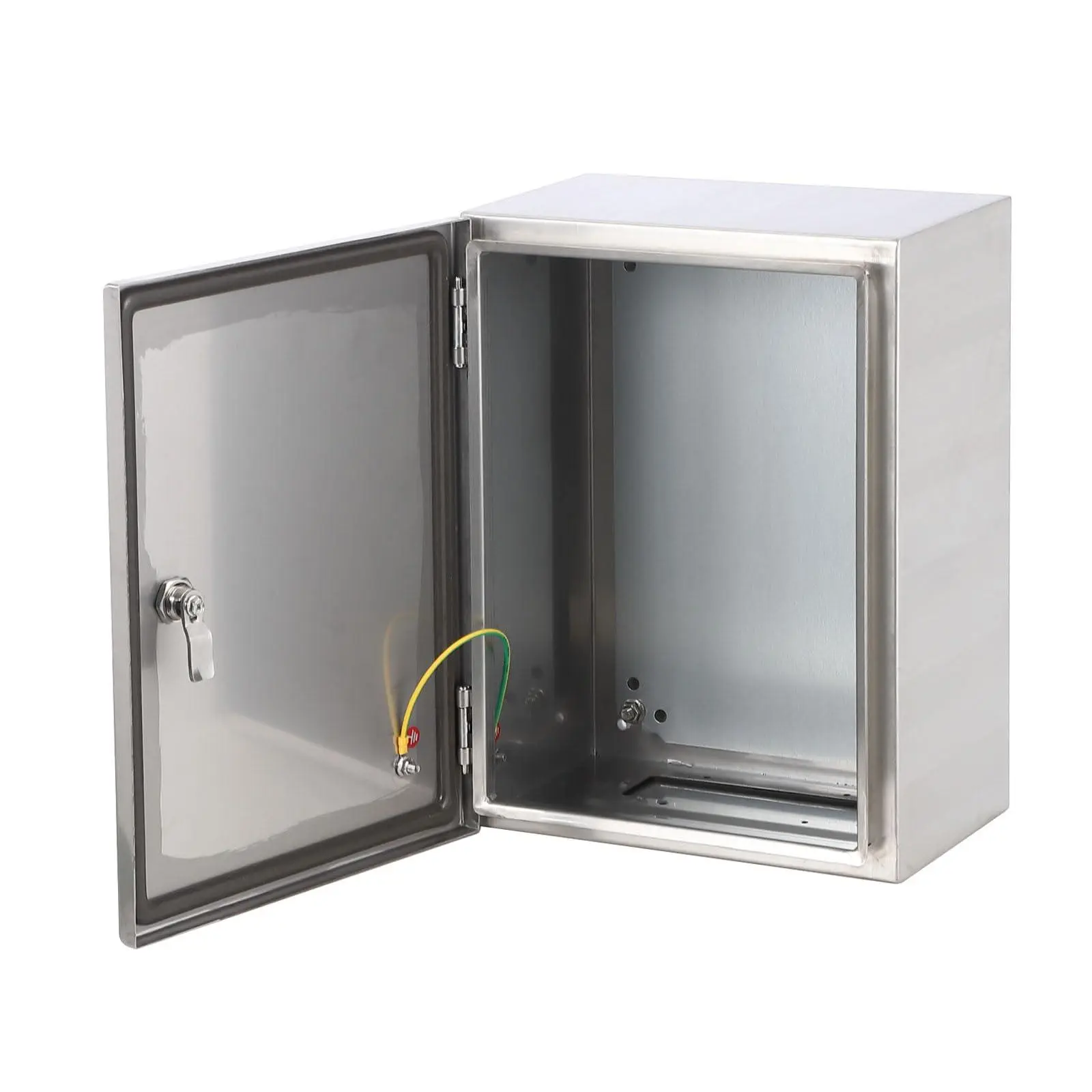 304 stainless steel IP65 electrical junction box - Corrosion resistant, waterproof - With mounting plate and lock - For indoor/exterior use - 1.5 mm thick, 16"x12"x8"