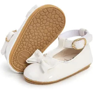 Baby Girls Mary Jane Flats Shoes Anti-Slip Rubber Sole Infant Toddler Princess Wedding Dress Shoes