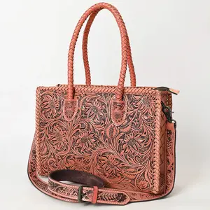 Persimmon Falls Hand Tooled Leather Tote Bag