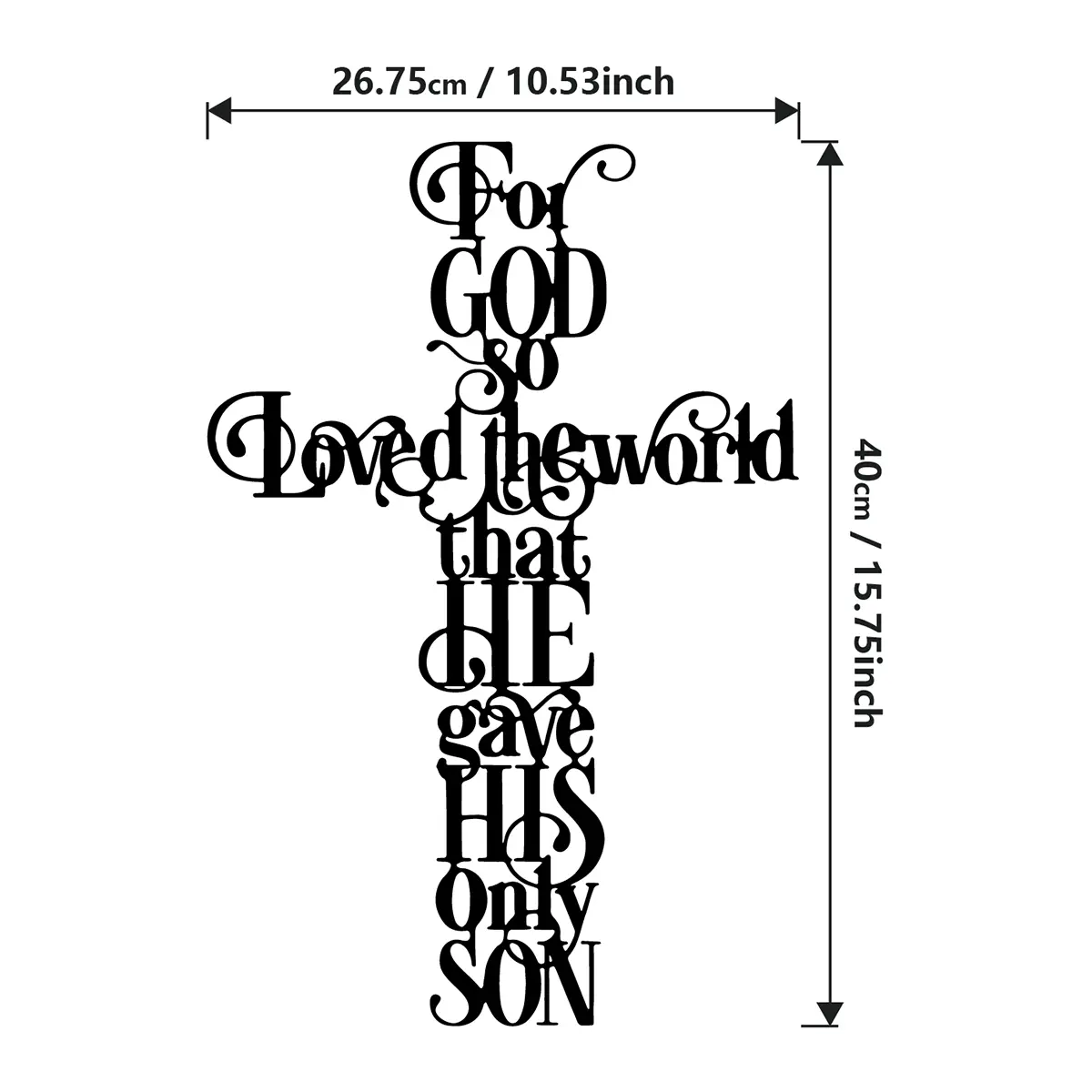 Handmade Traditional Metal Crucifix Wall Art with Inspirational Quote - 2 Sizes (Small/Medium) Home Decor, Christian Religious Office Decor, Christmas Gift, Handmade Crucifix homedecor, Halloween, Modern, Inspirational Quote Design