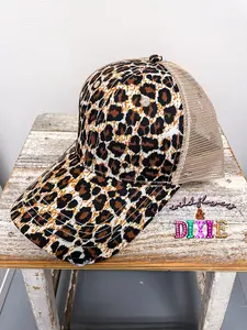 Distressed Leopard Trucker Hat