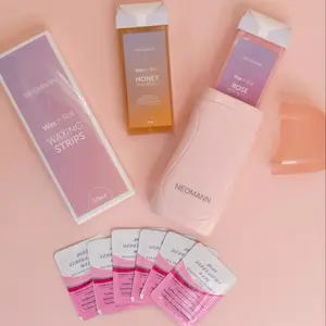 Roll on Wax Kit for Hair Removal, Including Hair Removal Tool with 2 Cartridges & 50 Wax Strips & 6 After Wax Treatment for Hair Removal for Women & Men, Epilator Hair Remover, Wax Roller, Waxing Set