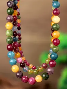 Bohemian Colorful Tourmaline Beaded, Vintage Natural Stone Choker, 4mm/6mm/8mm Beads Jewelry Gift for Women, Gemstone Necklace