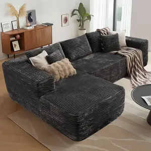 【BlackFriday】105" Modular sofa L-Shaped Cloud Boneless Couch with Chaise – compression sofa, space-efficient  boneless couch-Plush Corduroy, No Assembly Required, Flexible layout – Deep Seat Sofa for Living Room, Apartment, or Family Use