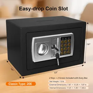 Gift safe storage Ideas Anti-Theft Wall Safe Box Electronic Password & Key Unlock Hidden Security Cabinet for Home Office Cash Storage Classic Type  Easy-Drop Coin Slot