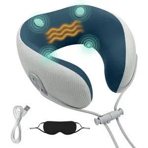 Travel Pillow with Massage,  Pillows with Heat & Gentle Vibration Massage with  ,  for Airplane, , Office, , ,Sleeping,Traveling,Long Flight