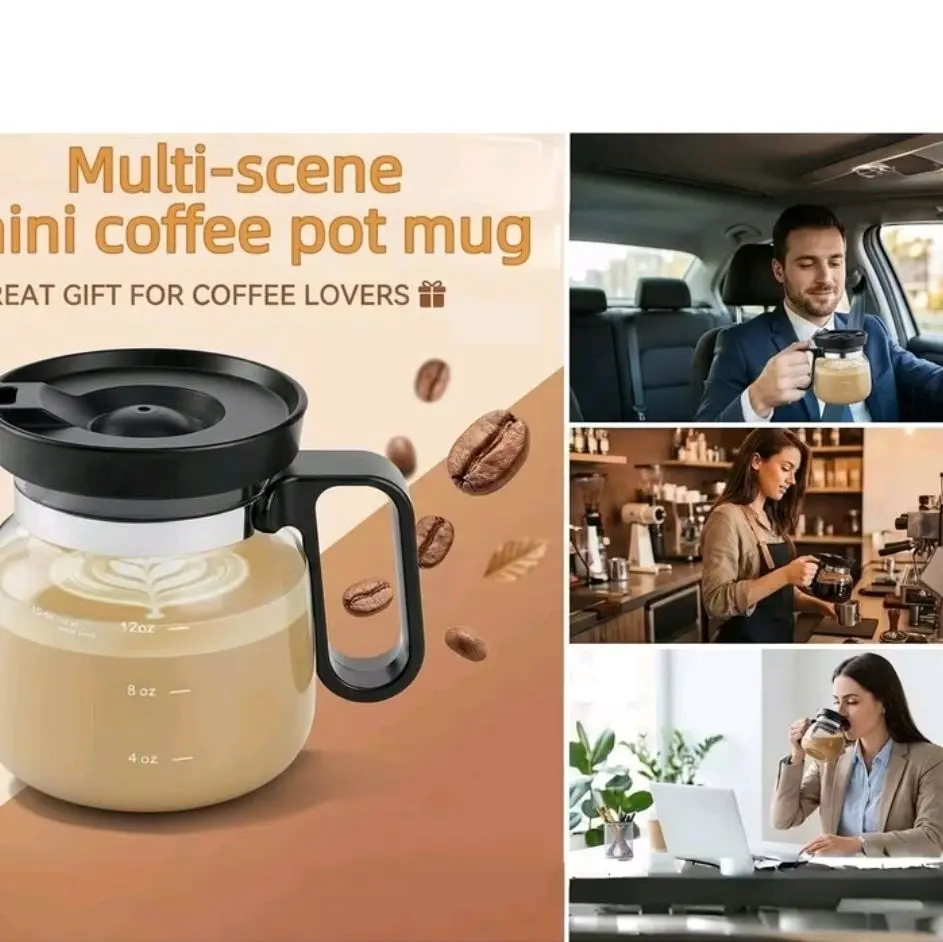 2 Pack Coffee Pot Mug with Lid, 16oz Glass Mini Coffee Cup| Spill Proof  Heatproof Large Capacity Clear Travel Mug& Novelty Gift for Coffee Lovers&  Office Desk Reusable - TikTok Shop