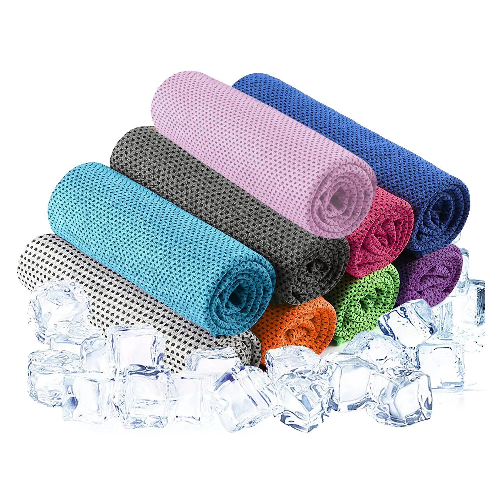 9-Pack Microfiber Cooling Towel Sets (12x40 in) - Soft Breathable, High Absorbency Quick-Dry Reusable Towels for Hot Weather, Sports Workout, Travel Camping to Beat the Heat