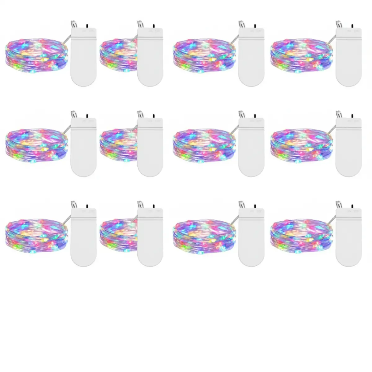 LUMEN LOOM Fairy String Lights 12-Pack 7ft 20LED Battery-Powered Waterproof Twinkle Lights for Crafts Weddings Parties Bedroom Christmas Warm White or Multicolor Great for Holiday Christmas Thanksgiving Gift
