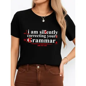 Grammar Correction T Shirt Black Casual Wear Personalized Unisex Women Top Summer Comfortable Breathable Short Sleeve Tee Suitable For All Outfits Made In Usa