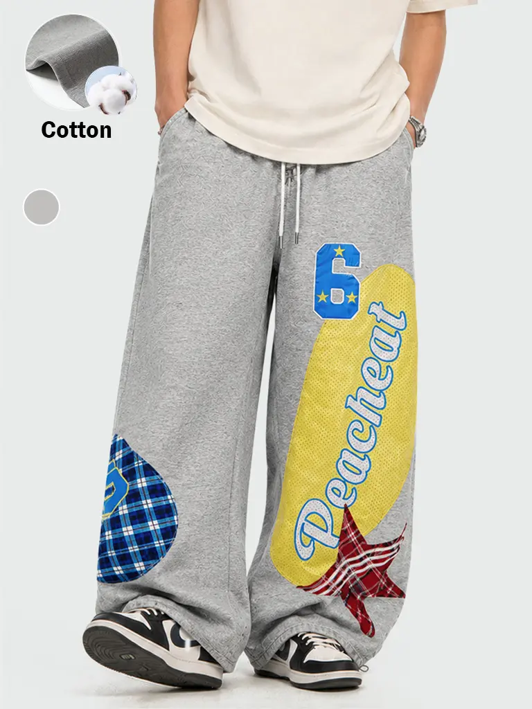 TELLFUN--Women's Low-Waist Y2k Grunge Barrel Sweatpants - Baggy Fit, Loose-Fitting Wide-Leg, Graphic Print Activewear with Adjustable Drawstring for Teens