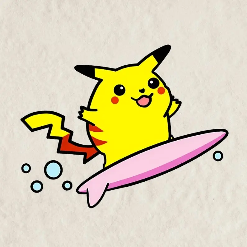 Surfing Pika Transfer Sticker | Vinyl waterproof sticker | Gift for Game lovers