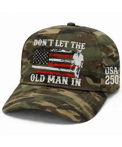 Don't Let The Old Man In USA  Camo Embroidery Hat, Otto Hat, For Men, For Women, Vintage Embroidered Cap Snapback Cap