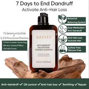 EASYES Anti Hair Loss & Dandruff Hair Thickening Shampoo |DHT Blocker with Rosemary Ginger & Tea Tree, Strengthens Roots, Reduces Hair Fall, 1% Selenium Sulfide + 11 Herbal Actives for 78% Less Flakes & +38% Density in 7 Days - N
