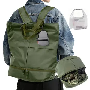 Convertible Casual Backpack for Women & Men, Lightweight Water Resistant Shoulder Bag with Shoe Compartment & Wet-Dry Pouch